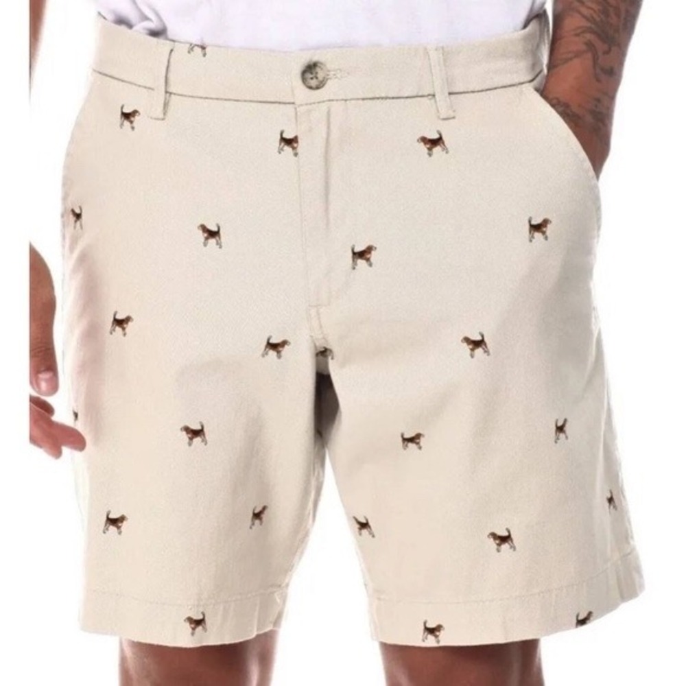 CHAPS Ralph Lauren Khaki Beige Stretch Hampton Coastland Wash Beagle Shorts 36